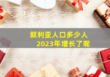 叙利亚人口多少人2023年增长了呢