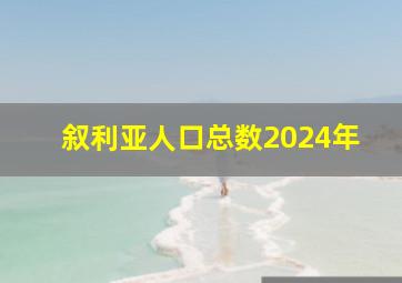 叙利亚人口总数2024年