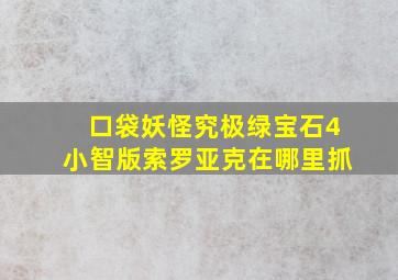 口袋妖怪究极绿宝石4小智版索罗亚克在哪里抓