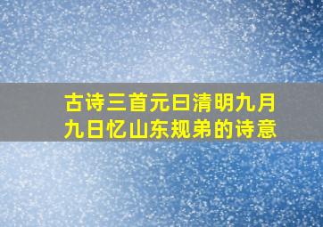 古诗三首元曰清明九月九日忆山东规弟的诗意