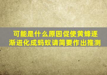 可能是什么原因促使黄蜂逐渐进化成蚂蚁请简要作出推测