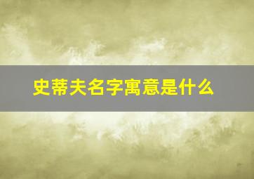 史蒂夫名字寓意是什么