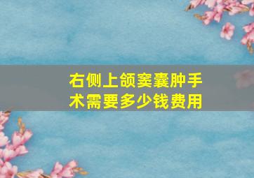 右侧上颌窦囊肿手术需要多少钱费用