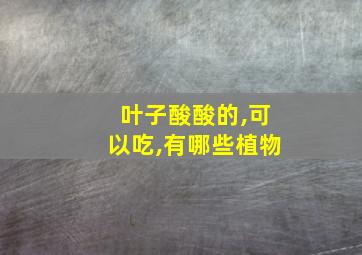 叶子酸酸的,可以吃,有哪些植物