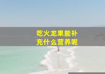 吃火龙果能补充什么营养呢