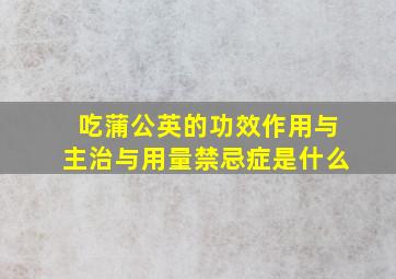 吃蒲公英的功效作用与主治与用量禁忌症是什么