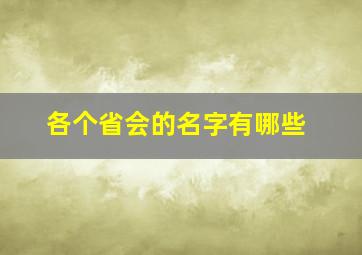 各个省会的名字有哪些