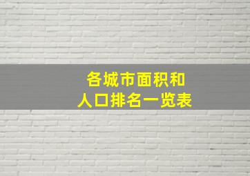 各城市面积和人口排名一览表