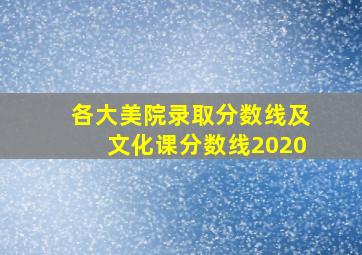 各大美院录取分数线及文化课分数线2020