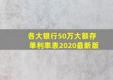 各大银行50万大额存单利率表2020最新版