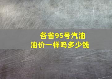 各省95号汽油油价一样吗多少钱