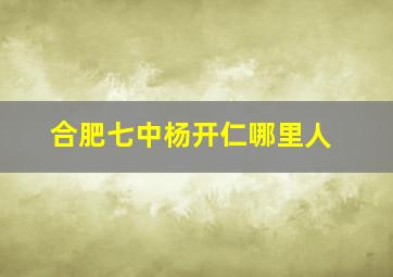 合肥七中杨开仁哪里人