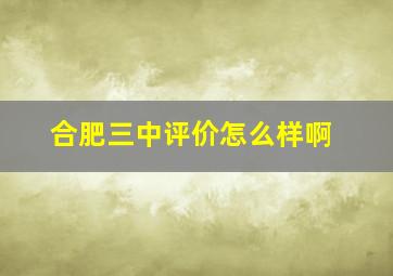 合肥三中评价怎么样啊