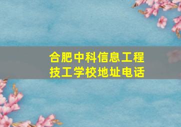 合肥中科信息工程技工学校地址电话