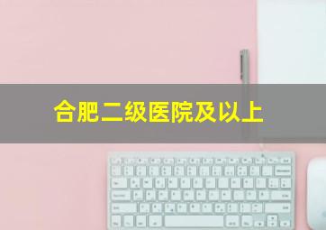 合肥二级医院及以上