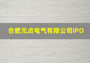 合肥元贞电气有限公司IPO