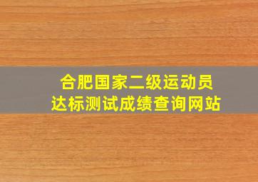 合肥国家二级运动员达标测试成绩查询网站