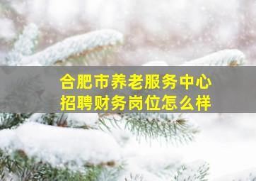 合肥市养老服务中心招聘财务岗位怎么样