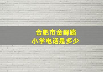 合肥市金峰路小学电话是多少