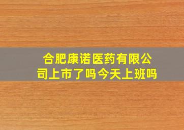 合肥康诺医药有限公司上市了吗今天上班吗