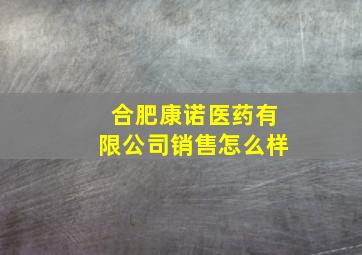 合肥康诺医药有限公司销售怎么样