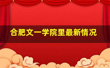 合肥文一学院里最新情况