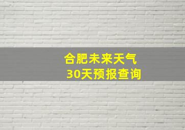 合肥未来天气30天预报查询