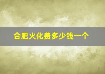 合肥火化费多少钱一个