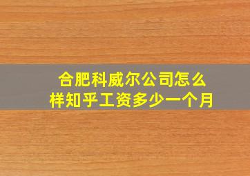 合肥科威尔公司怎么样知乎工资多少一个月