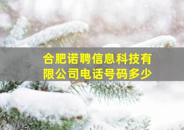 合肥诺聘信息科技有限公司电话号码多少