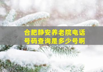 合肥静安养老院电话号码查询是多少号啊