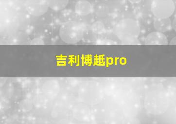 吉利博赿pro