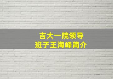 吉大一院领导班子王海峰简介