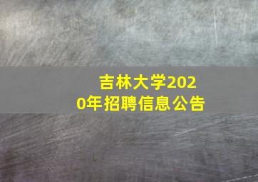 吉林大学2020年招聘信息公告