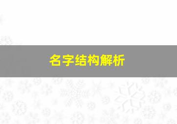 名字结构解析