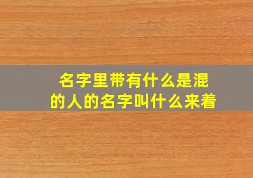 名字里带有什么是混的人的名字叫什么来着