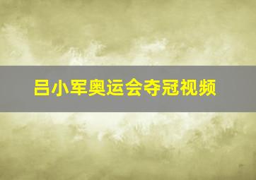 吕小军奥运会夺冠视频