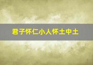 君子怀仁小人怀土中土