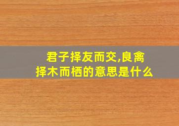 君子择友而交,良禽择木而栖的意思是什么