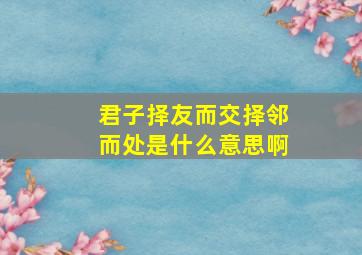 君子择友而交择邻而处是什么意思啊