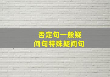 否定句一般疑问句特殊疑问句