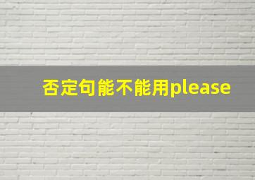 否定句能不能用please