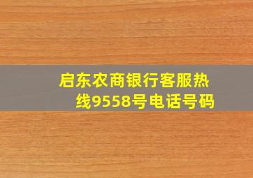 启东农商银行客服热线9558号电话号码