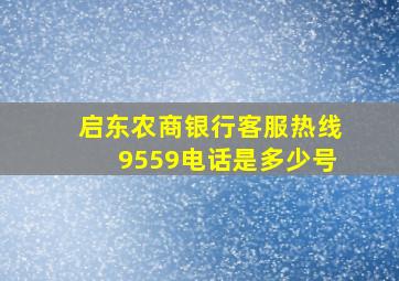 启东农商银行客服热线9559电话是多少号