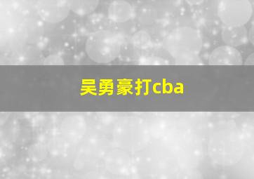 吴勇豪打cba