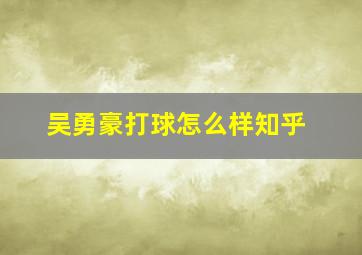 吴勇豪打球怎么样知乎