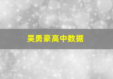 吴勇豪高中数据