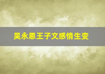 吴永恩王子文感情生变