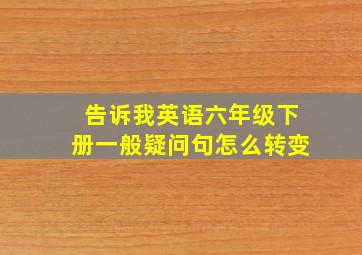 告诉我英语六年级下册一般疑问句怎么转变