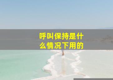 呼叫保持是什么情况下用的